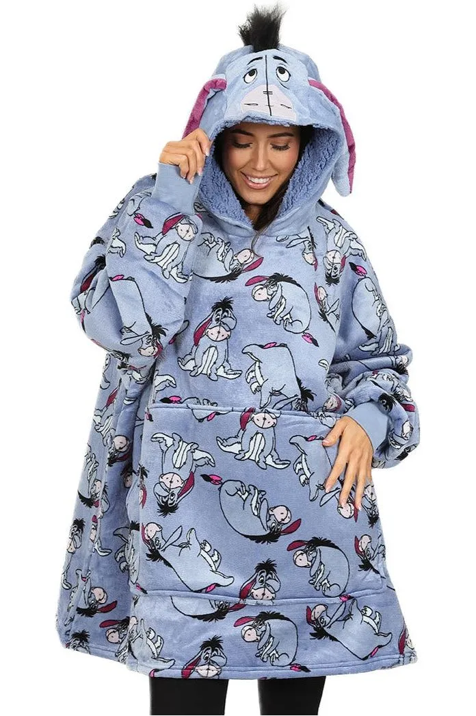 Women's Disney Eeyore Winnie The Pooh Oversized Fleece Blanket Hoodie One Size W23