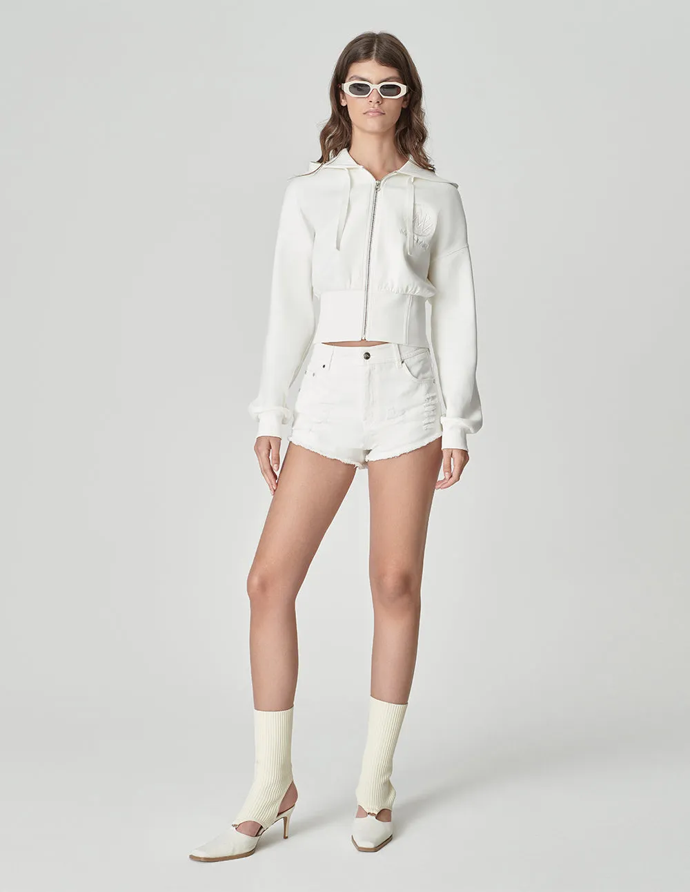 Women's Hooded Strappy Short Sweatshirt Jacket