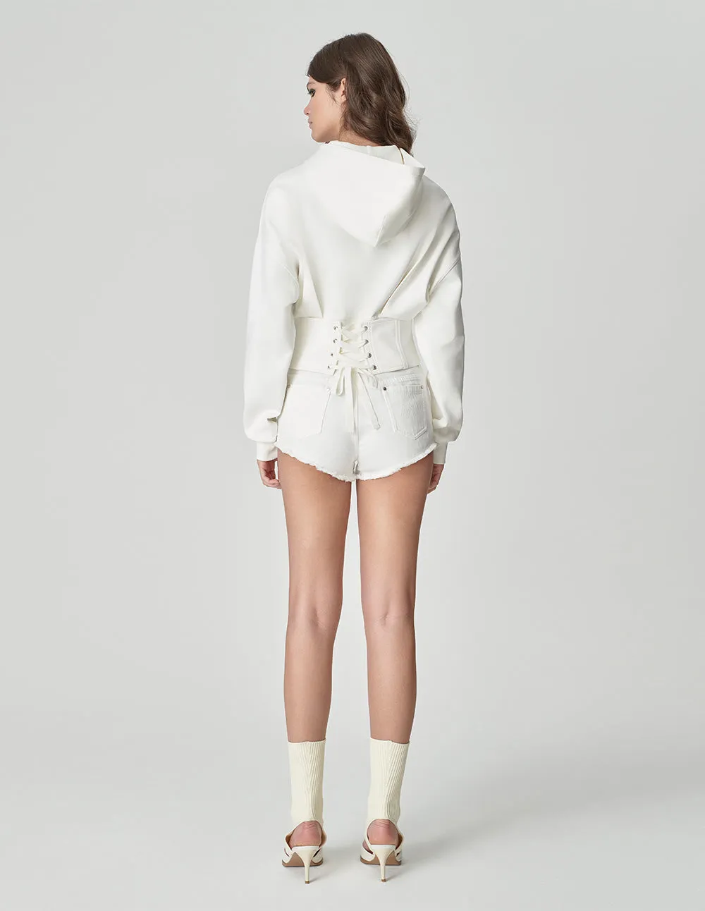 Women's Hooded Strappy Short Sweatshirt Jacket