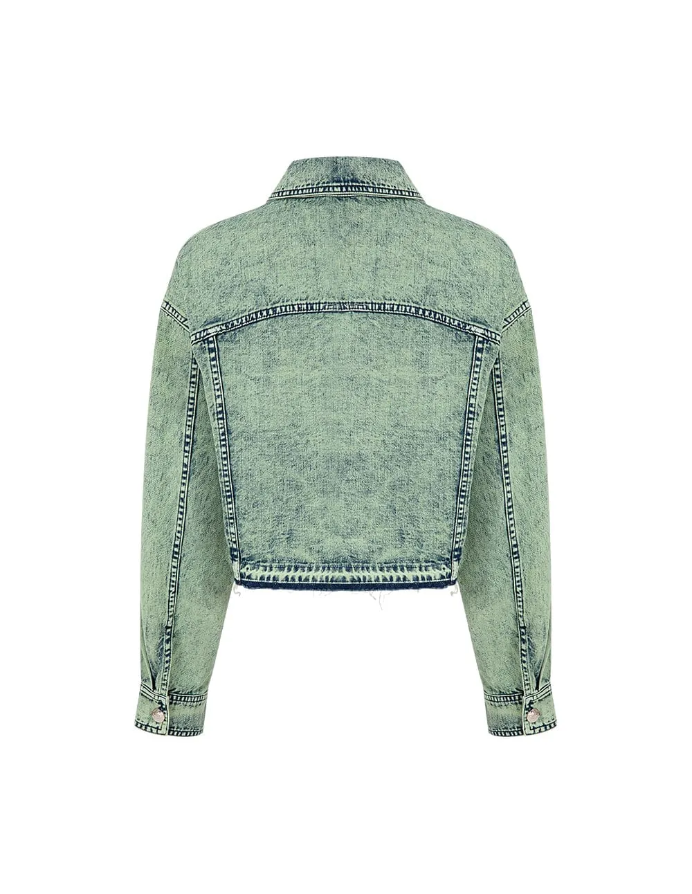 Women's Ripped Sleeves Washed Denim Jacket