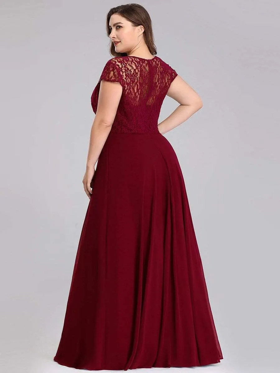 Women's Sweetheart Floral Lace Wedding Guest Dress with Cap Sleeve