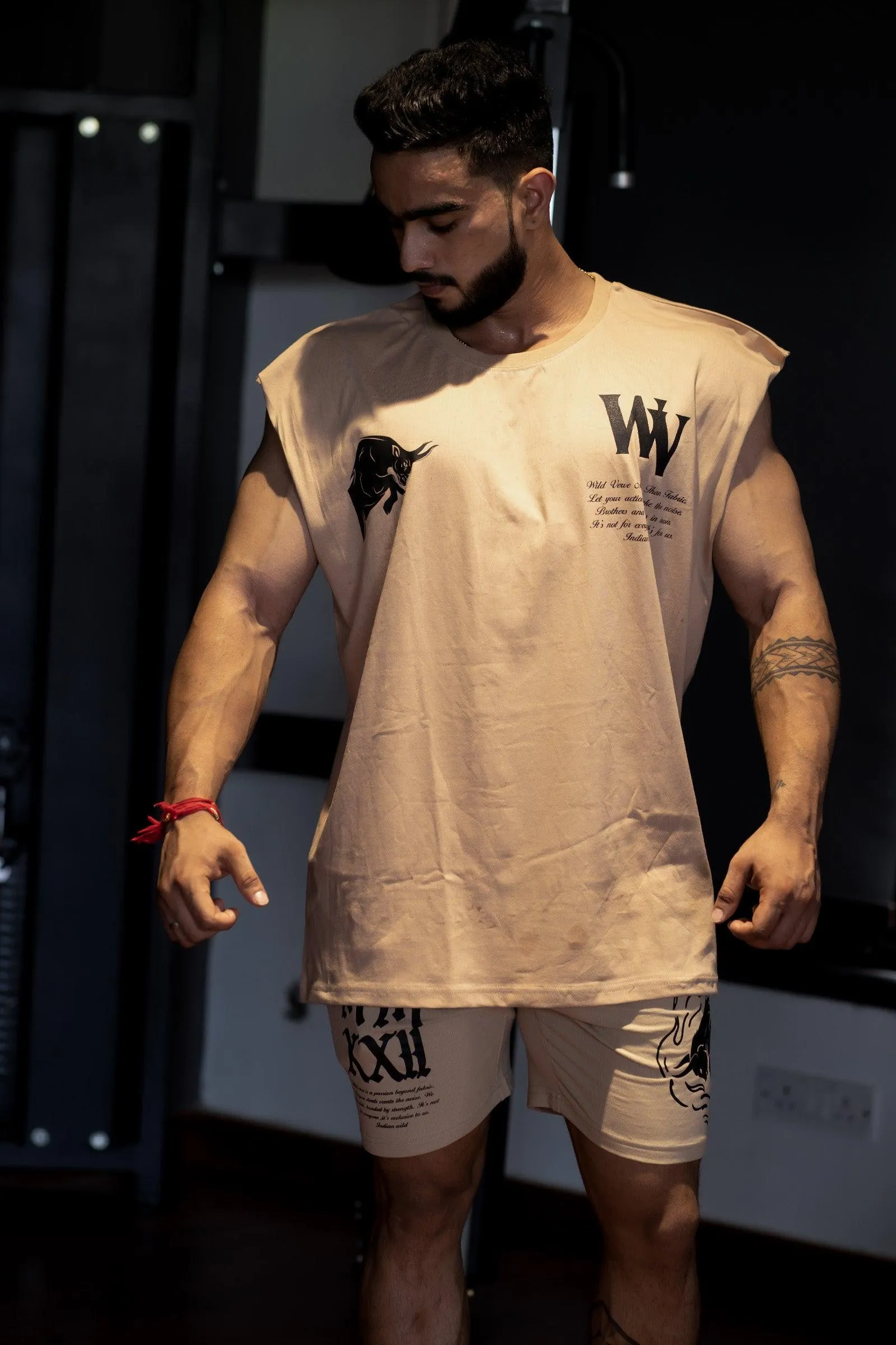 WV STAND UP "PREMIUM VINTAGE" MUSCLE TEE (BEIGE)