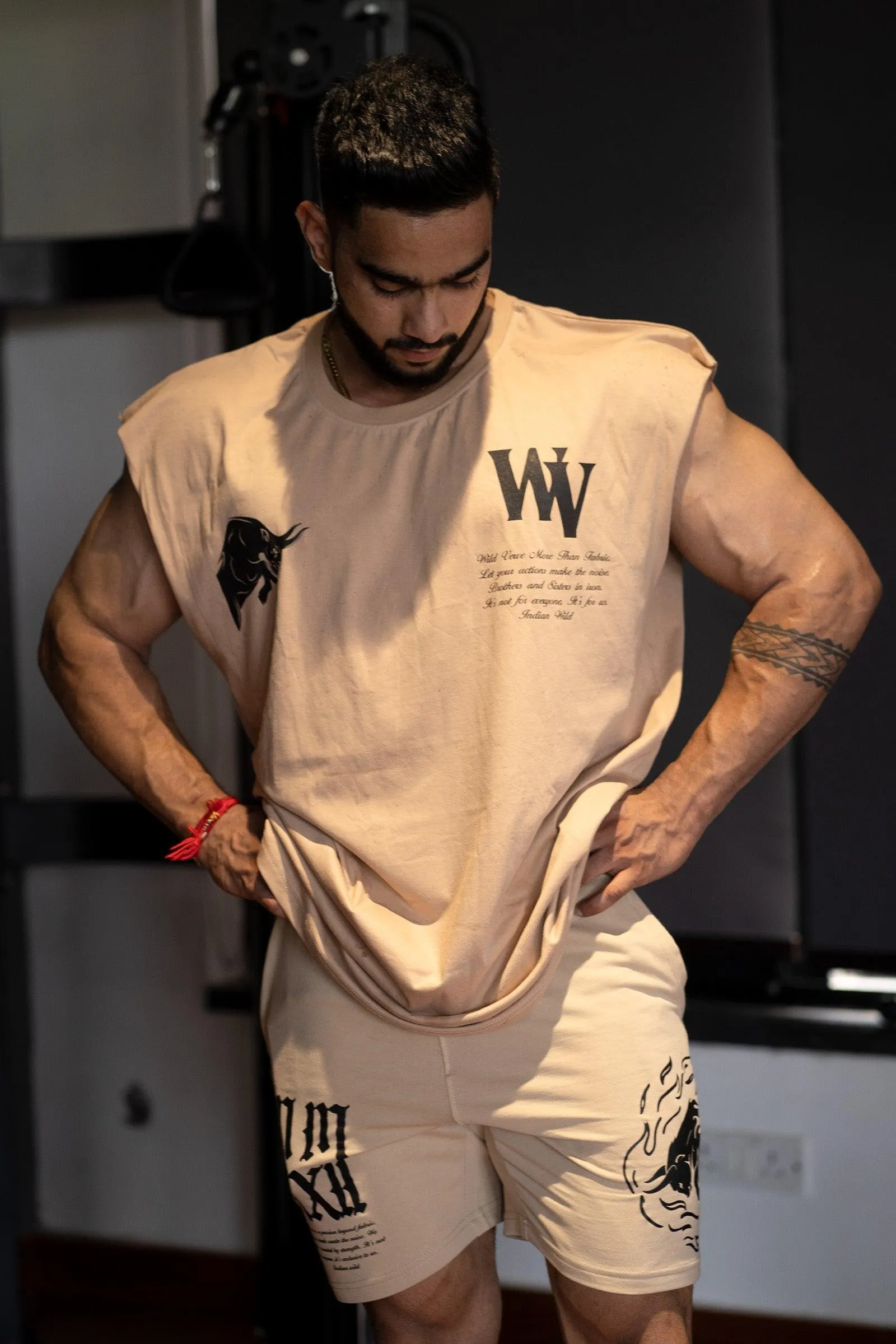 WV STAND UP "PREMIUM VINTAGE" MUSCLE TEE (BEIGE)