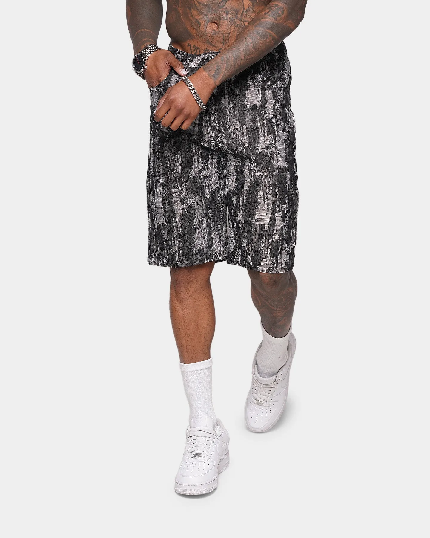 XXIII Ardell Textured Denim Shorts Black