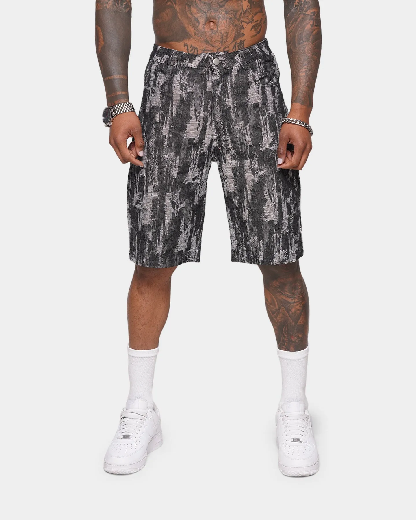 XXIII Ardell Textured Denim Shorts Black
